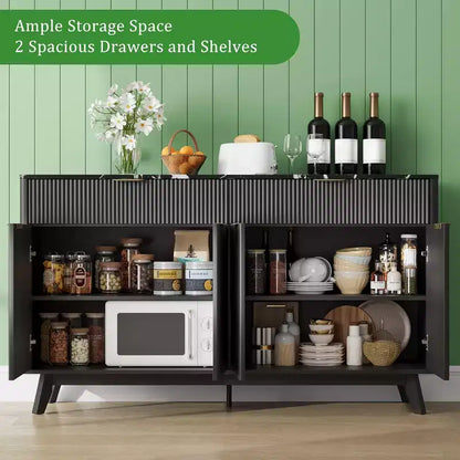 Mobile credenza da 150 cm con 2 cassetti, 4 ante e ripiani regolabili per sala da pranzo, soggiorno