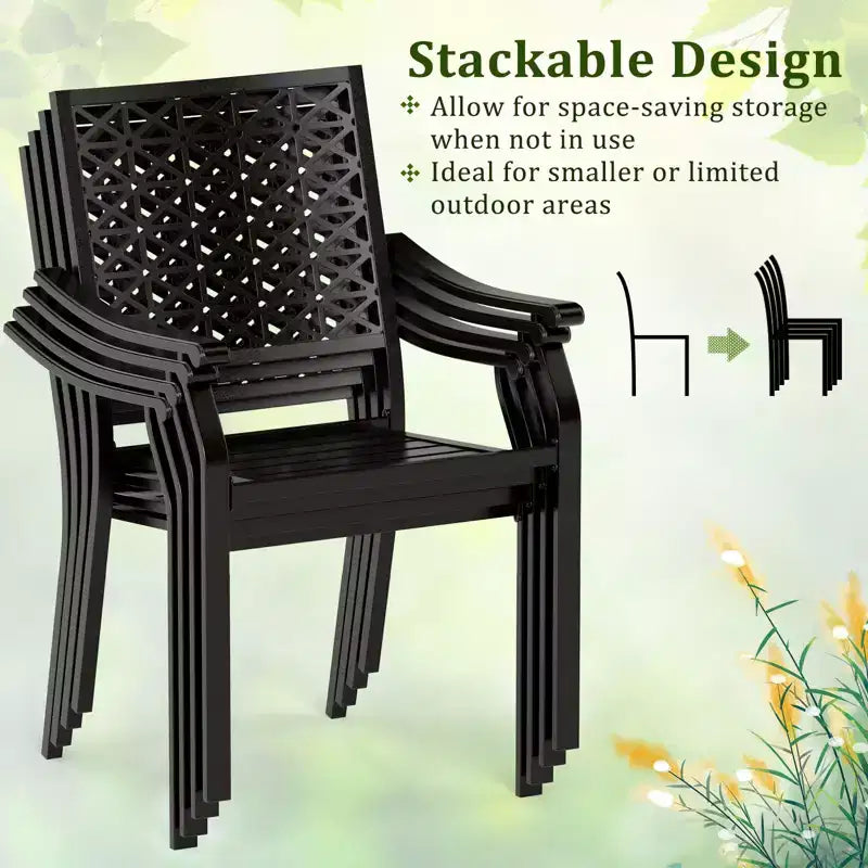 Gymax 7PCS Expandable Outdoor Dining Set w/Slatted Tabletop & Seats for Deck Garden