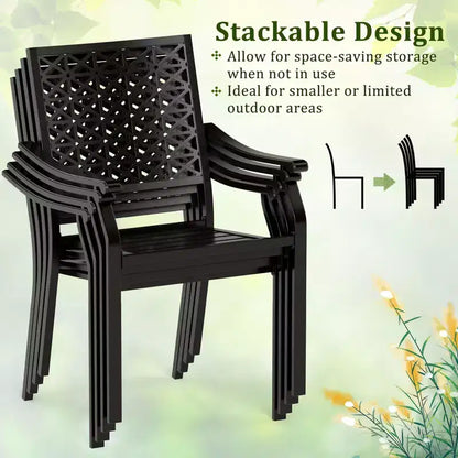 Gymax 7PCS Expandable Outdoor Dining Set w/Slatted Tabletop & Seats for Deck Garden