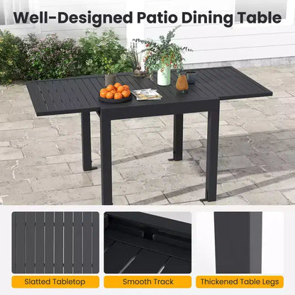 Gymax 7PCS Expandable Outdoor Dining Set w/Slatted Tabletop & Seats for Deck Garden
