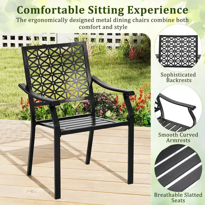 Gymax 7PCS Expandable Outdoor Dining Set w/Slatted Tabletop & Seats for Deck Garden