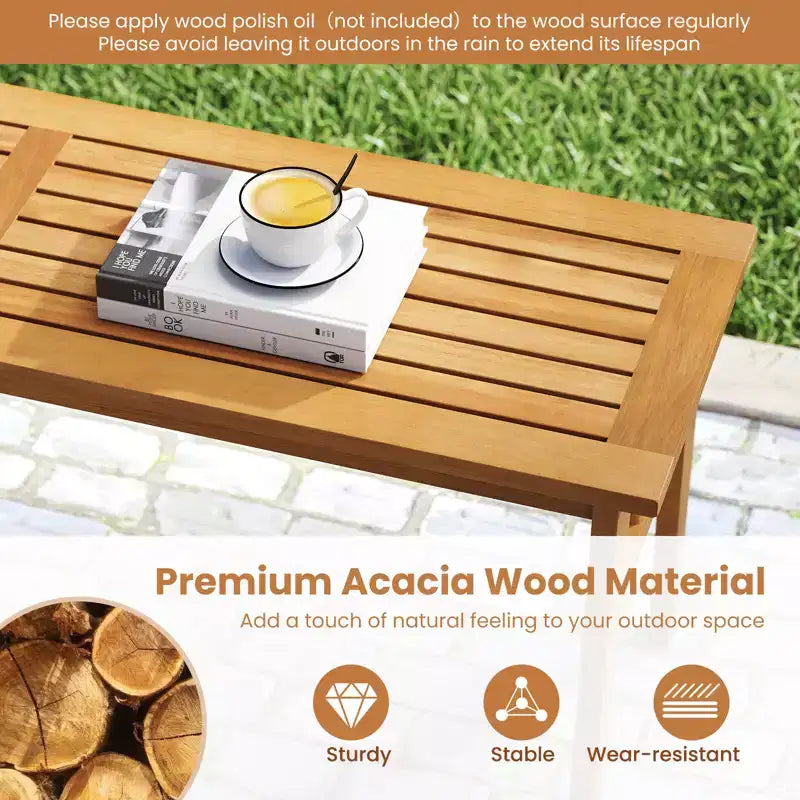 Set da pranzo da giardino Gymax 6 pz in legno di acacia con panca, foro da 5 cm per ombrellone e cuscini