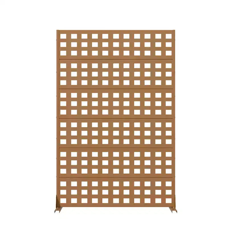 MAYEERTY Divisorio per ambienti in acciaio zincato marrone a griglia, 72x47x16, schermo per la privacy classico da patio in 6 pezzi