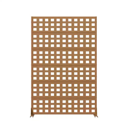 MAYEERTY Divisorio per ambienti in acciaio zincato marrone a griglia, 72x47x16, schermo per la privacy classico da patio in 6 pezzi