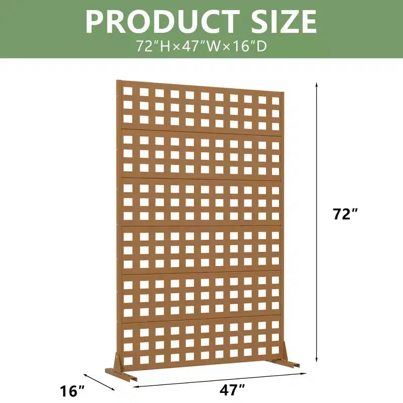 MAYEERTY Divisorio per ambienti in acciaio zincato marrone a griglia, 72x47x16, schermo per la privacy classico da patio in 6 pezzi