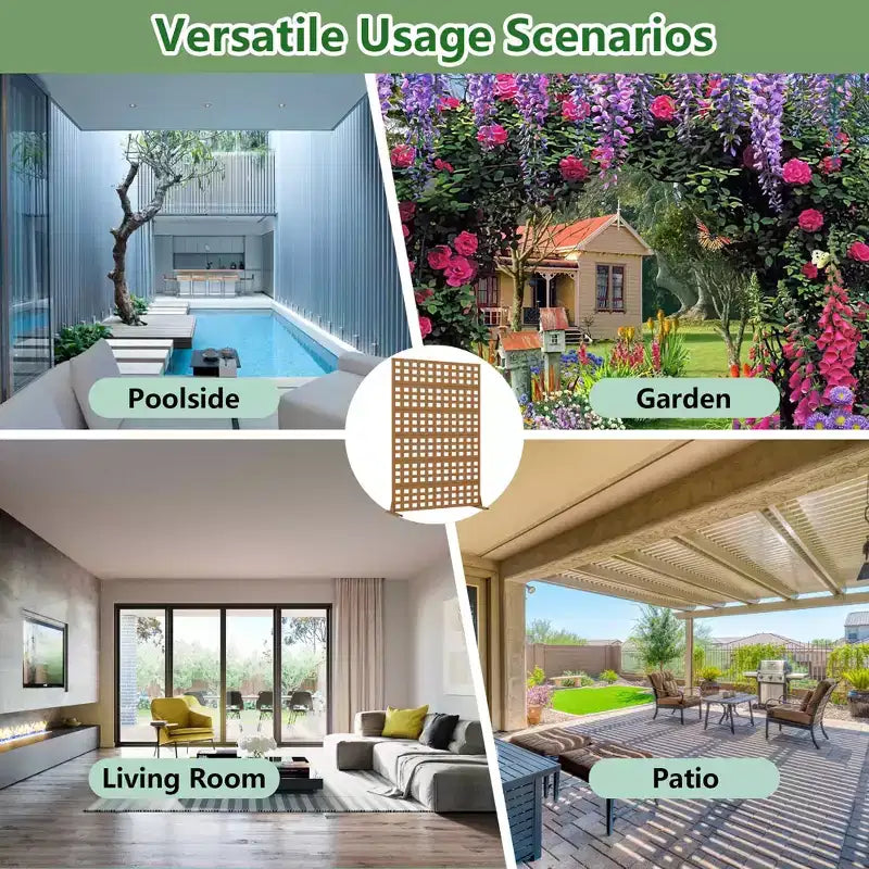 MAYEERTY Divisorio per ambienti in acciaio zincato marrone a griglia, 72x47x16, schermo per la privacy classico da patio in 6 pezzi