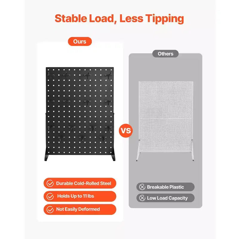 VEVOR Pegboard Display Stand, 17 x 13 Inch Tabletop Pegboard Display Stand with 15 Hooks, Thickened Cold-Rolled Steel Peg Board Panel, Black (1 PCS)