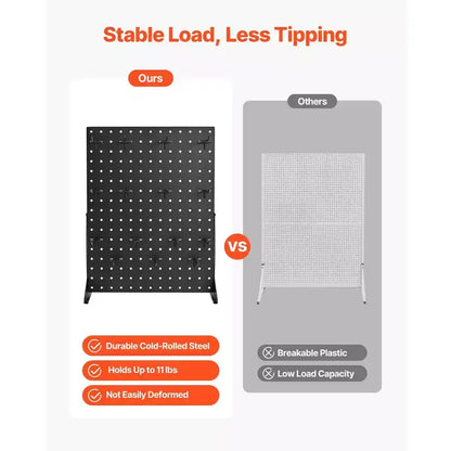 VEVOR Pegboard Display Stand, 17 x 13 Inch Tabletop Pegboard Display Stand with 15 Hooks, Thickened Cold-Rolled Steel Peg Board Panel, Black (1 PCS)