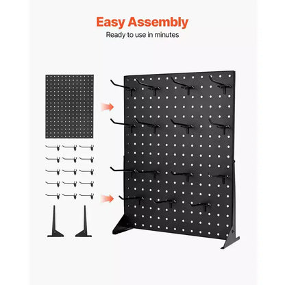 VEVOR Pegboard Display Stand, 17 x 13 Inch Tabletop Pegboard Display Stand with 15 Hooks, Thickened Cold-Rolled Steel Peg Board Panel, Black (1 PCS)