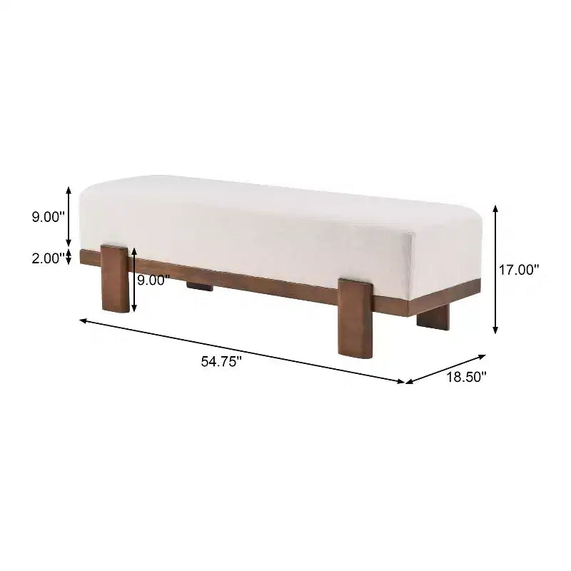 Christopher Knight Home Panca imbottita Blinny 54.75W con gambe in legno di gomma