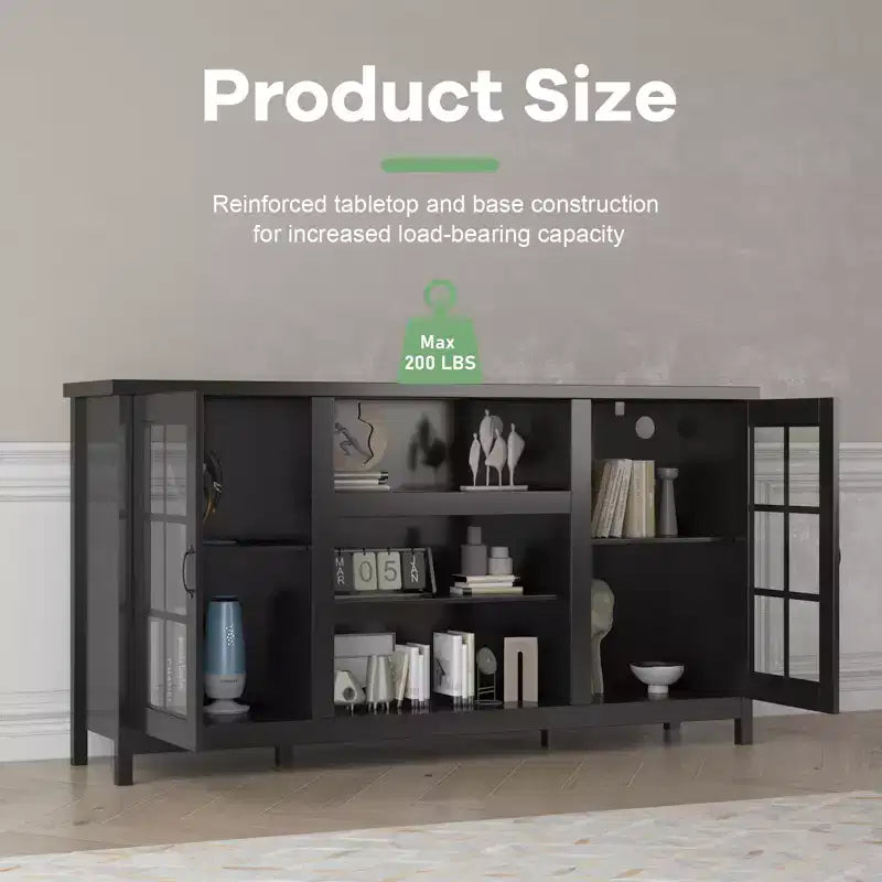 65 Inch TV Stand, Modern Wood Entertainment Center with Storage Cabinets, Media Console Table for Living Room & Office
