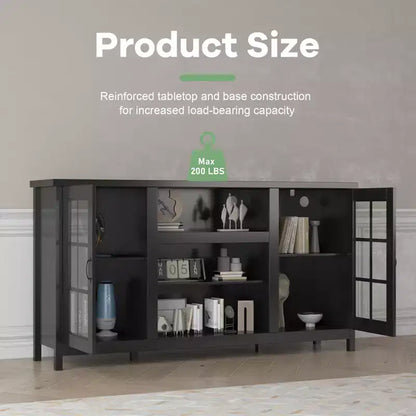 65 Inch TV Stand, Modern Wood Entertainment Center with Storage Cabinets, Media Console Table for Living Room & Office
