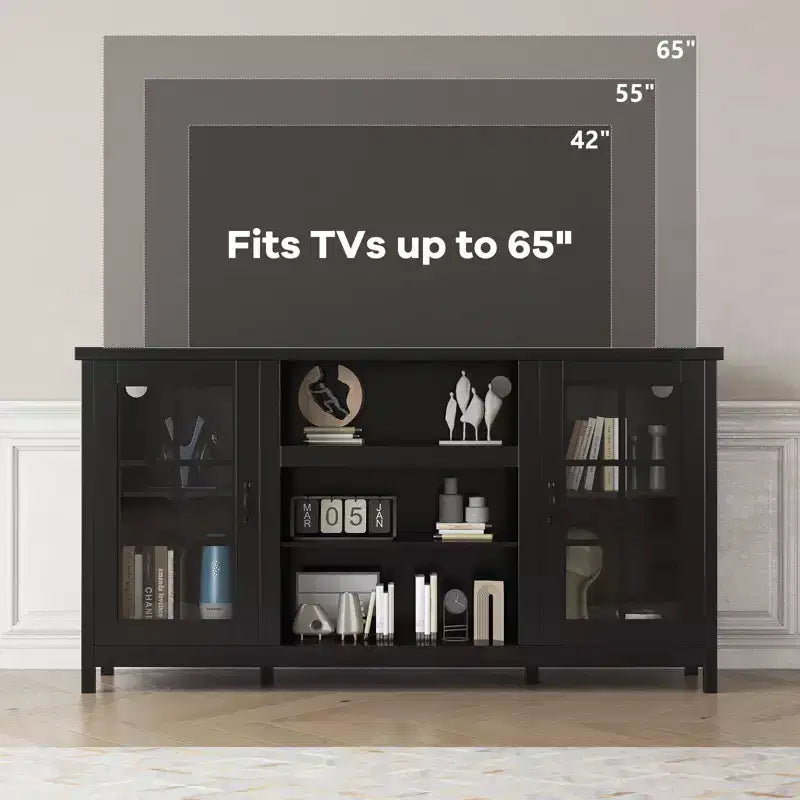 65 Inch TV Stand, Modern Wood Entertainment Center with Storage Cabinets, Media Console Table for Living Room & Office