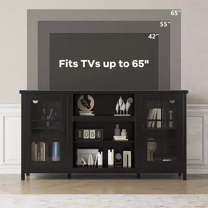 65 Inch TV Stand, Modern Wood Entertainment Center with Storage Cabinets, Media Console Table for Living Room & Office