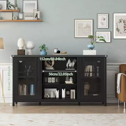 65 Inch TV Stand, Modern Wood Entertainment Center with Storage Cabinets, Media Console Table for Living Room & Office