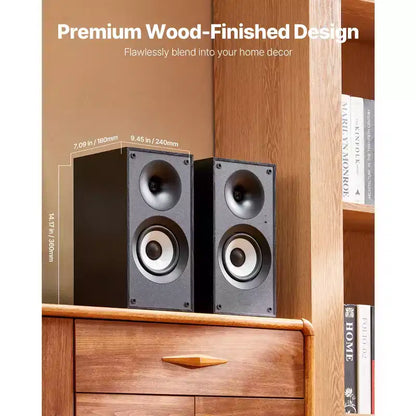 Altoparlanti da Scaffale Amplificati VEVOR, 25W x 2, Monitor da Studio Attivi, Woofer da 5.5, Connessione Bluetooth/RCA/Coassiale/Ottica/USB, Nero