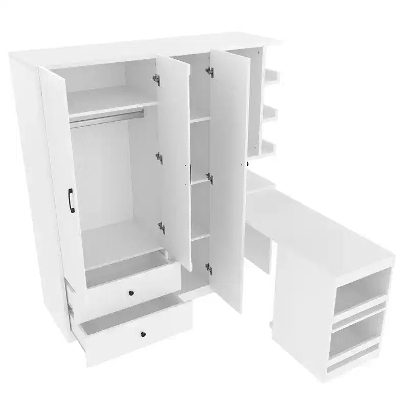 GDFStudio Phyllis Multifunctional Wooden Wardrobe with Convertible Desk