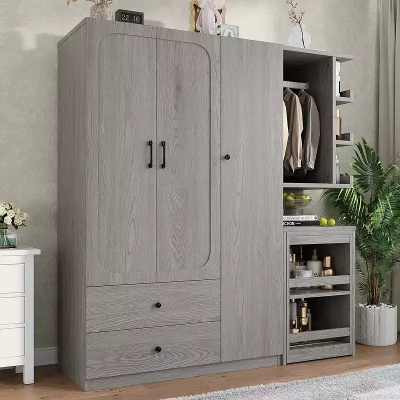 GDFStudio Phyllis Multifunctional Wooden Wardrobe with Convertible Desk