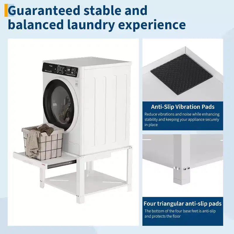 29 Wide Washer and Dryer Pedestals with Basket Shelf, 20 Hight Laundry Pedestal with Adjustable Anti-Vibration Pads, 800 lbs Capacity,Black