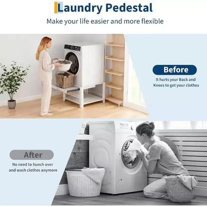 29 Wide Washer and Dryer Pedestals with Basket Shelf, 20 Hight Laundry Pedestal with Adjustable Anti-Vibration Pads, 800 lbs Capacity,Black