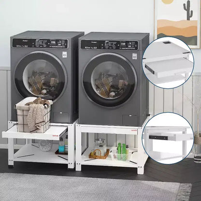 29 Wide Washer and Dryer Pedestals with Basket Shelf, 20 Hight Laundry Pedestal with Adjustable Anti-Vibration Pads, 800 lbs Capacity,Black