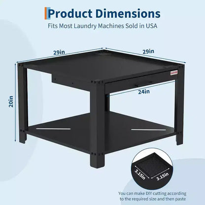 29 Wide Washer and Dryer Pedestals with Basket Shelf, 20 Hight Laundry Pedestal with Adjustable Anti-Vibration Pads, 800 lbs Capacity,Black
