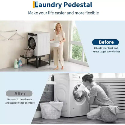 29 Wide Washer and Dryer Pedestals with Basket Shelf, 20 Hight Laundry Pedestal with Adjustable Anti-Vibration Pads, 800 lbs Capacity,Black