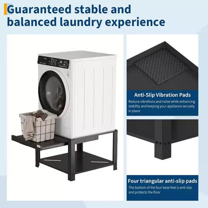 29 Wide Washer and Dryer Pedestals with Basket Shelf, 20 Hight Laundry Pedestal with Adjustable Anti-Vibration Pads, 800 lbs Capacity,Black