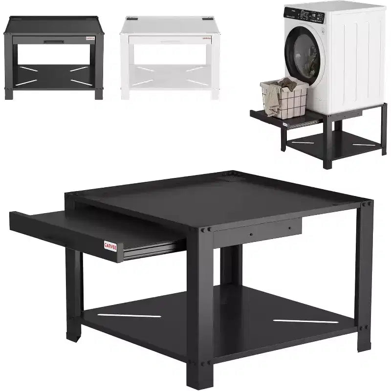 29 Wide Washer and Dryer Pedestals with Basket Shelf, 20 Hight Laundry Pedestal with Adjustable Anti-Vibration Pads, 800 lbs Capacity,Black