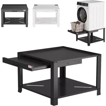 29 Wide Washer and Dryer Pedestals with Basket Shelf, 20 Hight Laundry Pedestal with Adjustable Anti-Vibration Pads, 800 lbs Capacity,Black