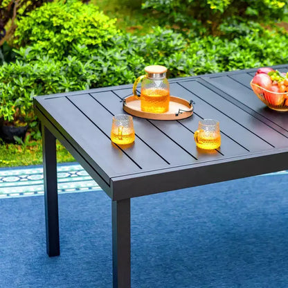 Captiva Designs tavolo da pranzo espandibile in acciaio 7 pezzi e sedie girevoli in vimini con cuscini spessi
