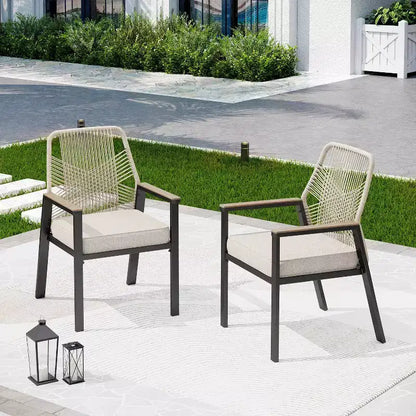 Captiva Designs tavolo da pranzo espandibile in acciaio 7 pezzi e sedie girevoli in vimini con cuscini spessi