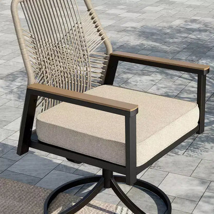 Captiva Designs tavolo da pranzo espandibile in acciaio 7 pezzi e sedie girevoli in vimini con cuscini spessi