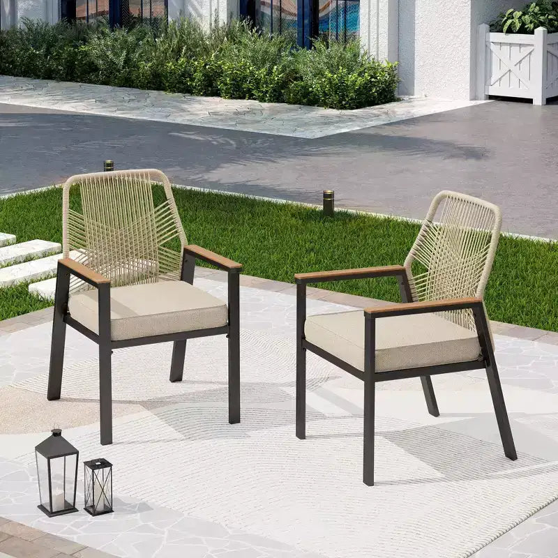 Captiva Designs tavolo da pranzo espandibile in acciaio 7 pezzi e sedie girevoli in vimini con cuscini spessi
