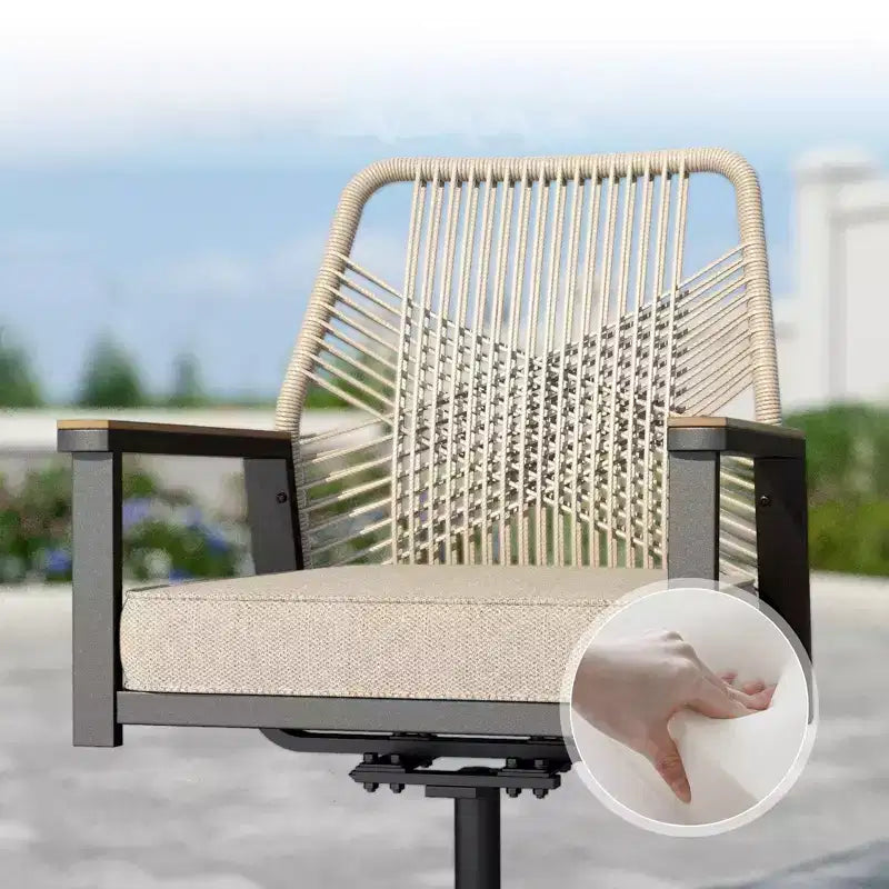 Captiva Designs tavolo da pranzo espandibile in acciaio 7 pezzi e sedie girevoli in vimini con cuscini spessi
