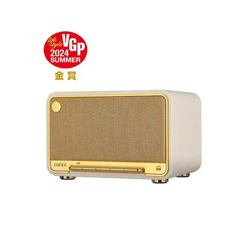 60-Watt-Continuous Bluetooth Retro D32 Rechargeable Tabletop Speaker with 4-In. Woofers, Wi-Fi, High-Res Audio, and AirPlay