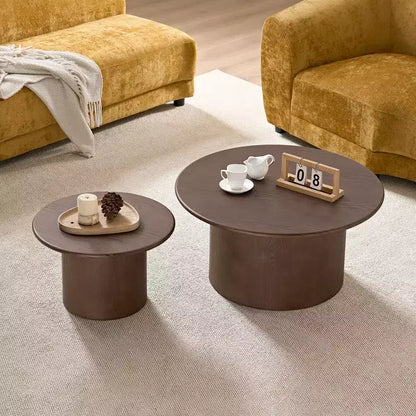 GDFStudio Brixton 2-Piece Round Wood Coffee Table Set
