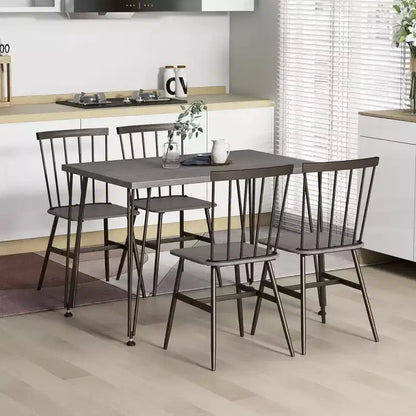 Costway 5PCS Dining Table Set for 4 Rectangular Kitchen Table & 4 Chairs w/ Metal Frame Grey Oak