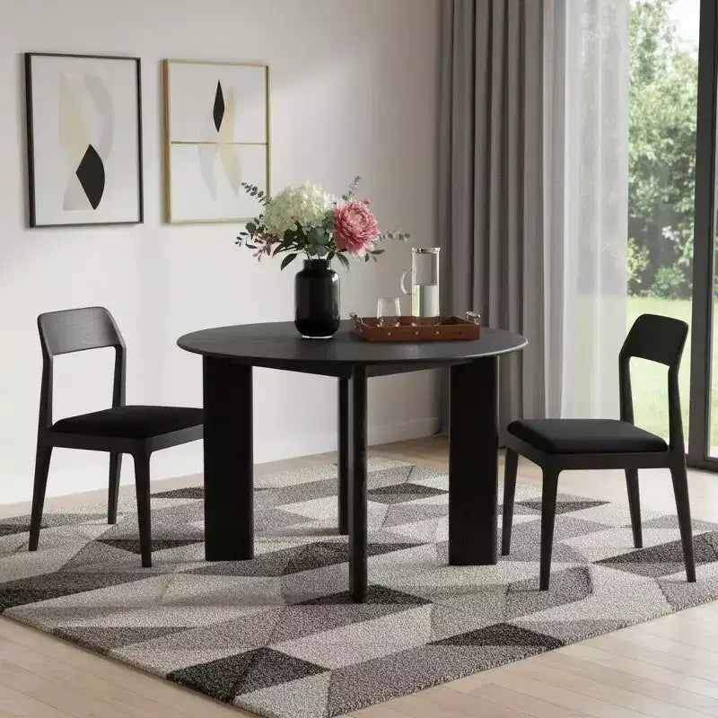 HomeRoots 42 Black Solid Wood Round Top Dining Table