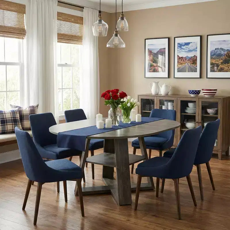 Extendable Round Dining Table for 4-8 People with Storage Shelf