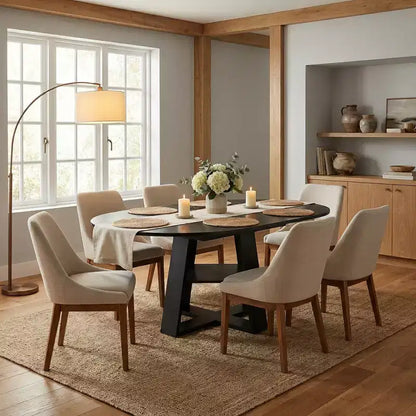 Extendable Round Dining Table for 4-8 People with Storage Shelf