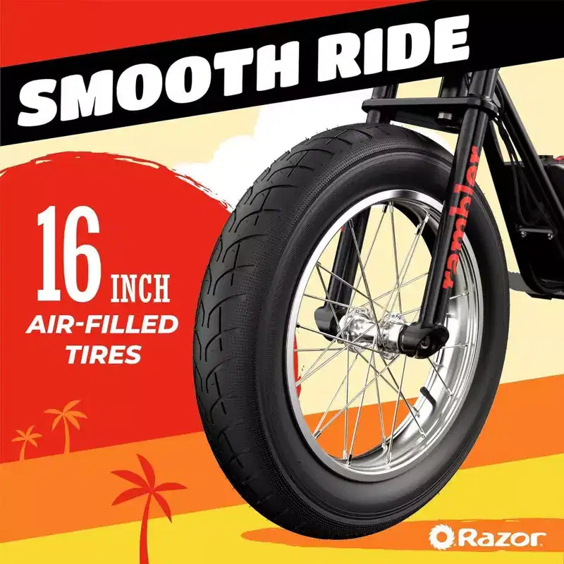 Razor Rambler 16 Electric Retro Minibike with 350W Motor & 36V Battery, Black