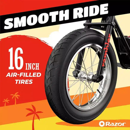 Razor Rambler 16 Electric Retro Minibike with 350W Motor & 36V Battery, Black