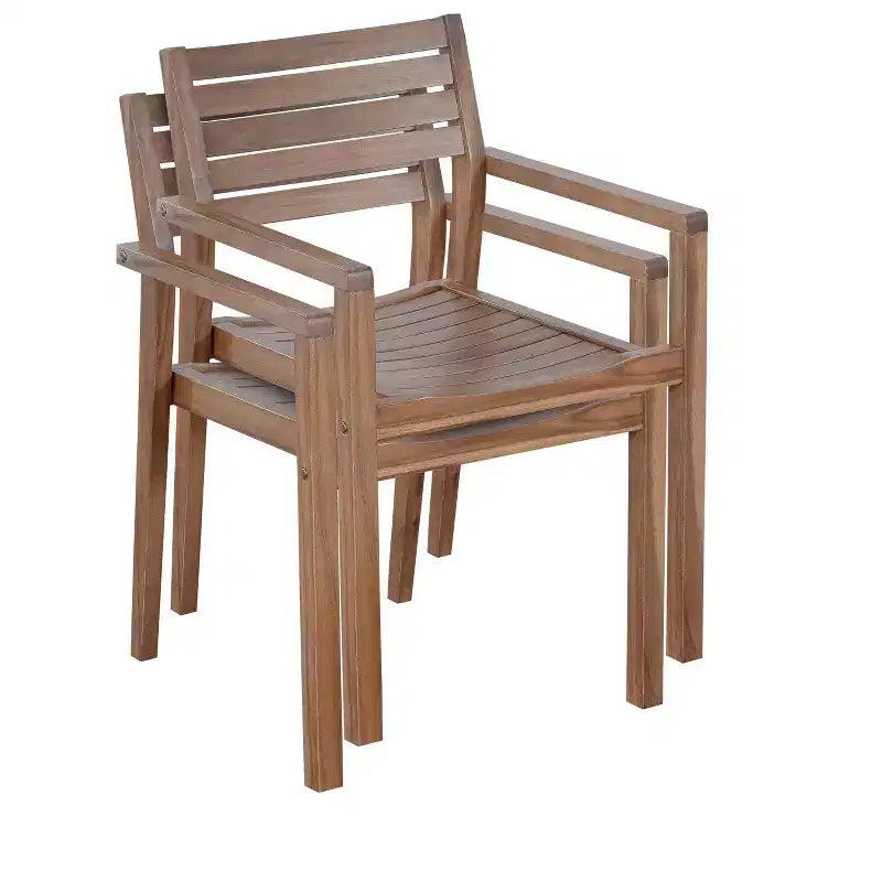 GDFStudio Saul Set da Pranzo da Esterno a 5 Pezzi in Legno di Acacia con Tavolo Rotondo a Doghe da 47,2 e Sedie Ergonomiche