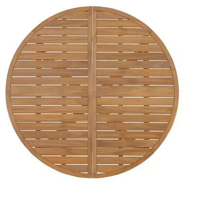 GDFStudio Saul Set da Pranzo da Esterno a 5 Pezzi in Legno di Acacia con Tavolo Rotondo a Doghe da 47,2 e Sedie Ergonomiche
