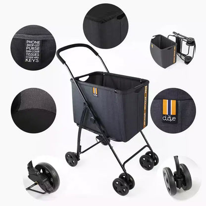 My Duque: Mila Shopping Stroller - Melange Black - Wheeled Utility Cart