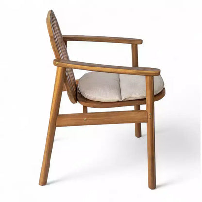 Christopher Knight Home Samira Set da Pranzo da Esterno in Legno di Acacia Rustico a Doghe a 5 Pezzi con Cuscini