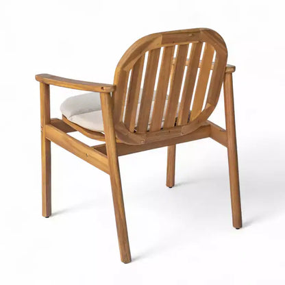 Christopher Knight Home Samira Set da Pranzo da Esterno in Legno di Acacia Rustico a Doghe a 5 Pezzi con Cuscini