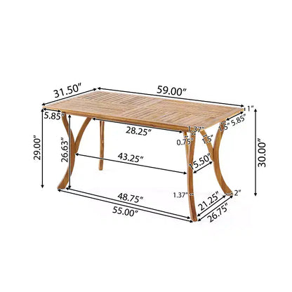 Christopher Knight Home Priya Sedie da pranzo moderne da esterno in acacia a 7 pezzi con vimini naturale e tavolo a doghe