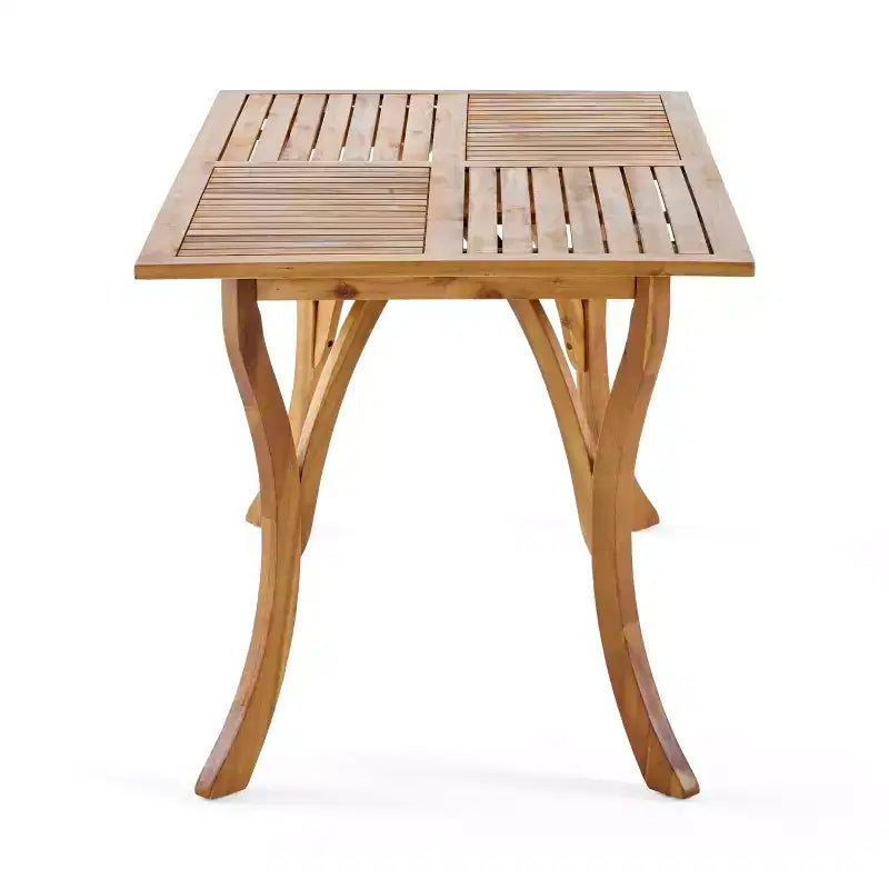 Christopher Knight Home Priya Sedie da pranzo moderne da esterno in acacia a 7 pezzi con vimini naturale e tavolo a doghe